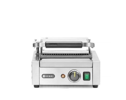 Kontakt grill - szimpla verzió, HENDI, Bordázott tetejű és sima aljú, 230V/1800W, 310x400x(H)210mm