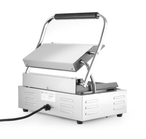 Kontakt grill „Pannini”, HENDI, Bordázott tetejű és aljú, 230V/2200W, 432x396x(H)214mm