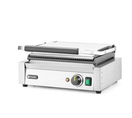 Kontakt grill Pannini, HENDI, Bordázott tetejű és sima aljú, 230V/2200W, 430x370x(H)210mm