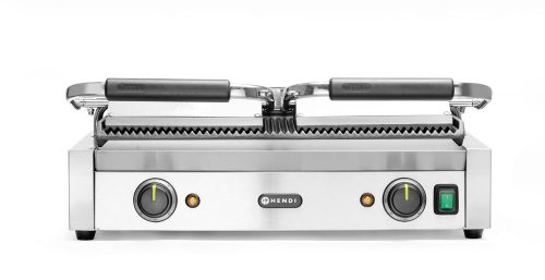 Kontakt grill - dupla verzió Teljesen bordázott, HENDI, Bordázott tetejű és aljú, 230V/3600W, 570x395x(H)510mm