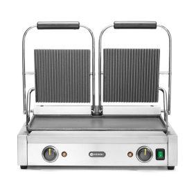   Kontakt grill - dupla verzió, HENDI, Bordázott tetejű és sima aljú, 230V/3600W, 570x395x(H)510mm