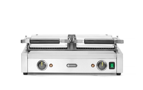 Kontakt grill - dupla verzió, HENDI, Bordázott tetejű és sima aljú, 230V/3600W, 570x395x(H)510mm