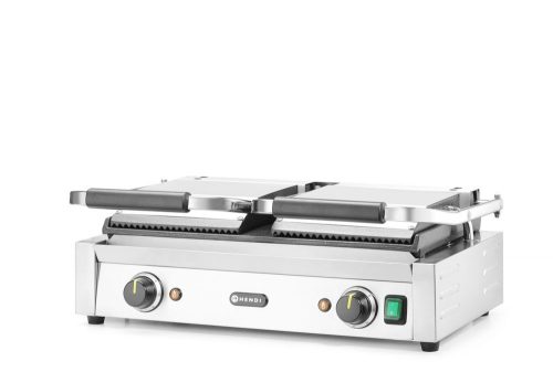 Kontakt grill - dupla verzió, HENDI, Bordázott tetejű és sima aljú, 230V/3600W, 570x395x(H)510mm