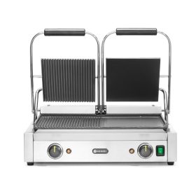   Kontakt grill - dupla verzió, HENDI, fele sima, fele bordázott, 230V/3600W, 575x430x(H)510mm