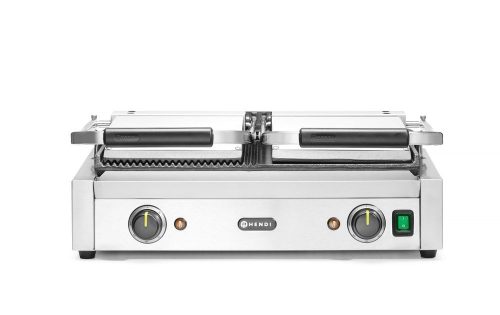 Kontakt grill - dupla verzió, HENDI, fele sima, fele bordázott, 230V/3600W, 575x430x(H)510mm