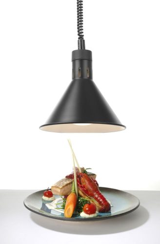 Függesztett melegentartó lámpa kúp alakú, HENDI, Fekete, 230V/250W, ⌀275x(H)250mm