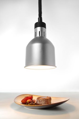 Függesztett melegentartó lámpa henger alakú, HENDI, Ezüst, 230V/250W, ⌀175x(H)250mm