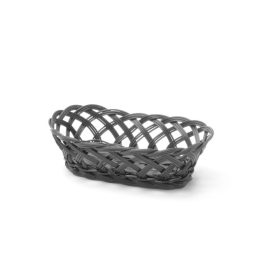   Fonott oldalú kosarak, HENDI, ovális, Fekete, 225x130x(H)55mm
