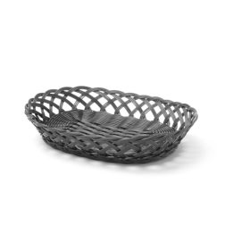   Fonott oldalú kosarak, HENDI, ovális, Fekete, 320x230x(H)55mm