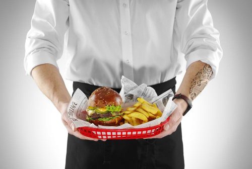 Tálaló kosarak fast food stílusban, HENDI, Piros, 6 db., 275x175x(H)38mm