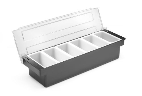 Alapanyag tároló doboz - 6 rekesz, BarUp, 480x150x(H)100mm
