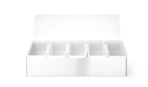 Alapanyag tároló doboz, BarUp, 5 tartály, 375x140x(H)90mm