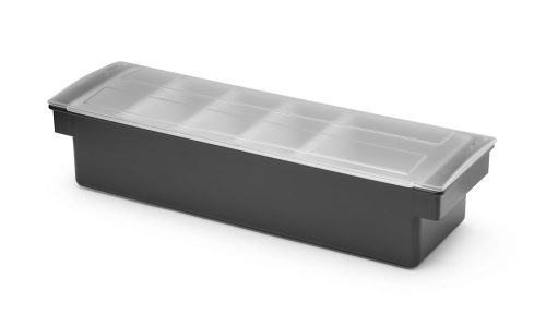 Alapanyag tároló doboz - 5 rekesz, BarUp, Fekete, 480x150x(H)100mm