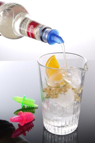Szabad áramlású kiöntő, BarUp, 2 kék, 2 piros, 2 zöld, Piros, 6 db