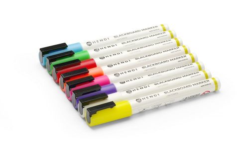 Tábla filctollak 3 mm, HENDI, 1 fehér, 1 piros, 1 kék, 1 zöld, 1 citromsárga, 1 lila, 1 naracssárga és 1 rózsaszín filctoll