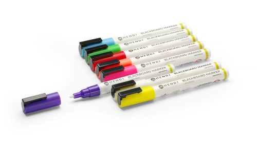Tábla filctollak 3 mm, HENDI, 1 fehér, 1 piros, 1 kék, 1 zöld, 1 citromsárga, 1 lila, 1 naracssárga és 1 rózsaszín filctoll