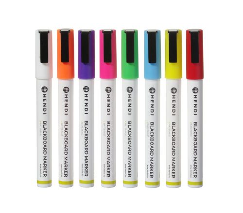 Tábla filctollak 3 mm, HENDI, 1 fehér, 1 piros, 1 kék, 1 zöld, 1 citromsárga, 1 lila, 1 naracssárga és 1 rózsaszín filctoll