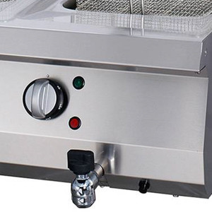 Nagy teherbírású fritőz - 2 x 12L - Elektromos - Dupla egység - lefolyócsappal - 70cm mélységű