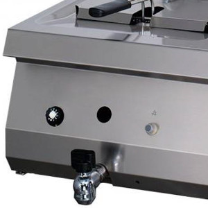 Nagy teherbírású fritőz - 2 x 12L - gáz - dupla egység - lefolyócsappal - 70cm mélységű