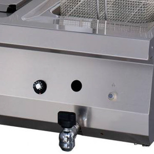 Nagy teherbírású fritőz - 2 x 12L - gáz - dupla egység - lefolyócsappal - 70cm mélységű