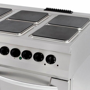 Prémium tűzhely - 6 égő - Elektromos - Háromszemélyes egység - sütővel - 90cm mélységű