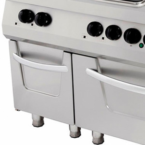 Prémium tűzhely - 6 égő - Elektromos - Háromszemélyes egység - sütővel - 90cm mélységű