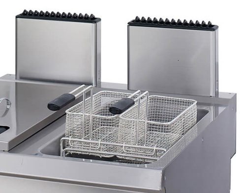 Prémium fritőz - 2 x 22L - Gáz - Dupla egység - lefolyócsappal - 90cm mélyen