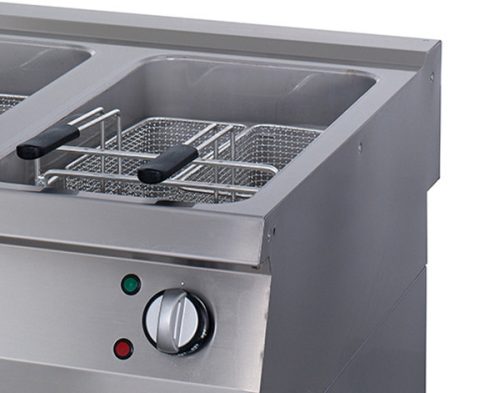 Premium Fritőz - 2 x 22L - Elektromos - Dupla egység - lefolyócsappal - 90cm mélységű