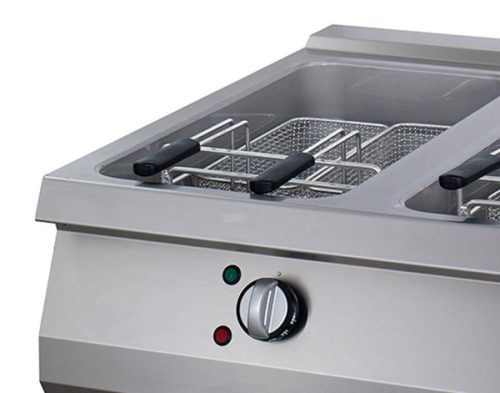 Premium Fritőz - 2 x 22L - Elektromos - Dupla egység - lefolyócsappal - 90cm mélységű