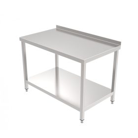 Munkaasztalok hátsó felhajtással, alsó polccal