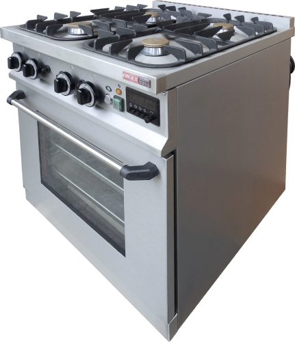 Gáz-elektromos tűzhely 4 égő + GN 1/1 el. sütő, 4 rács